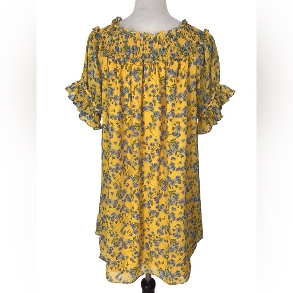 CECE Floral Print Off The Shoulder Shift Dress In Saffron Size Small NEW - Picture 5 of 7
